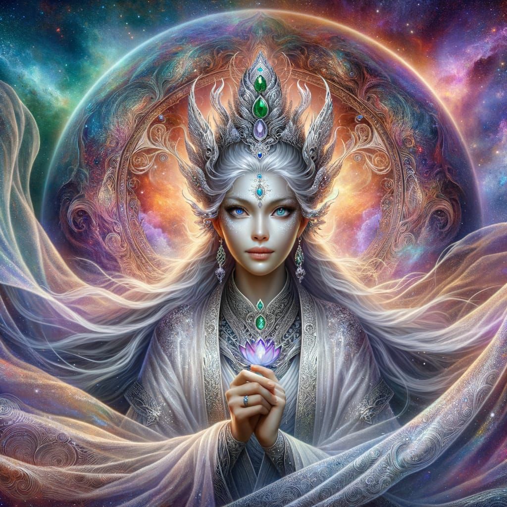 Goddess of Light and Beauty in Cosmic Sphere