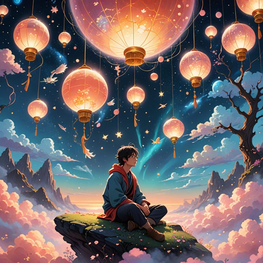 Divine Creatures in Starry Sky, Miyazaki Style