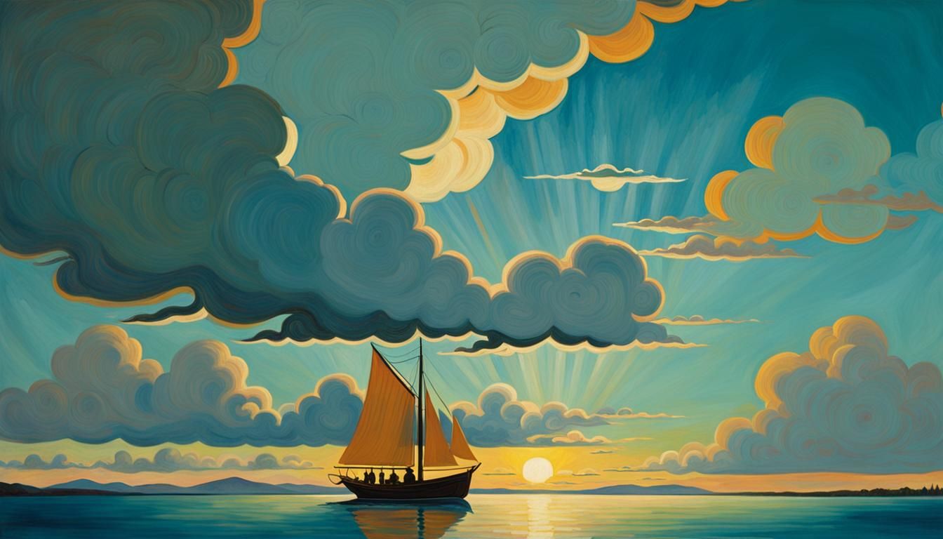 Sailing Captain at Sunset in Realist Style