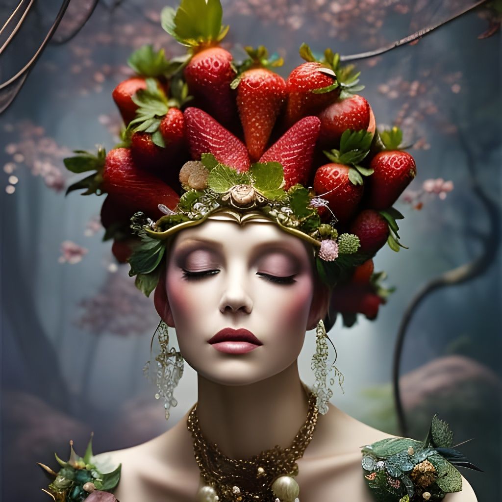 Sleeping Strawberry Goddess: Fairytale Art
