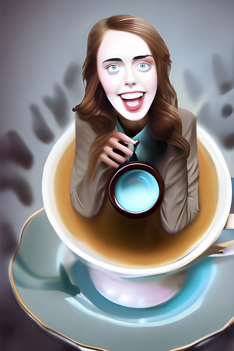 Overly Attached Girlfriend in Teacup Illustration