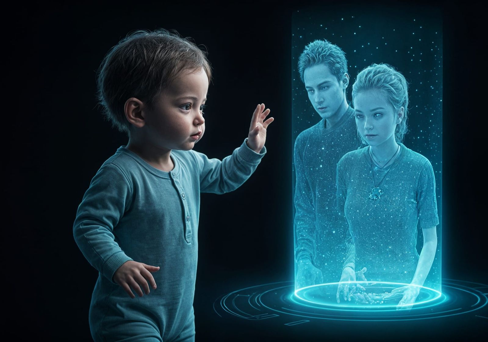 Adorable Future Baby Reaches for Holographic Parents in 2049...