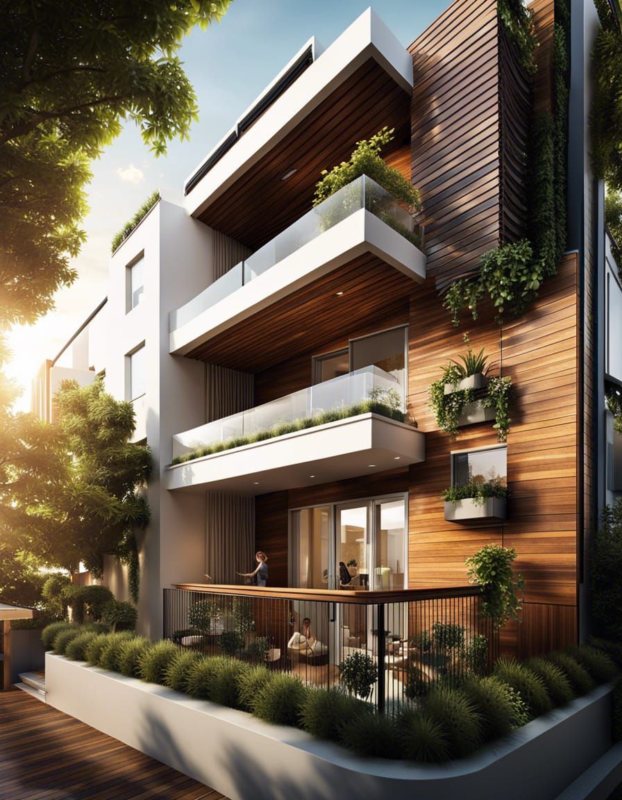 Modern Building with Unique Balcony Design