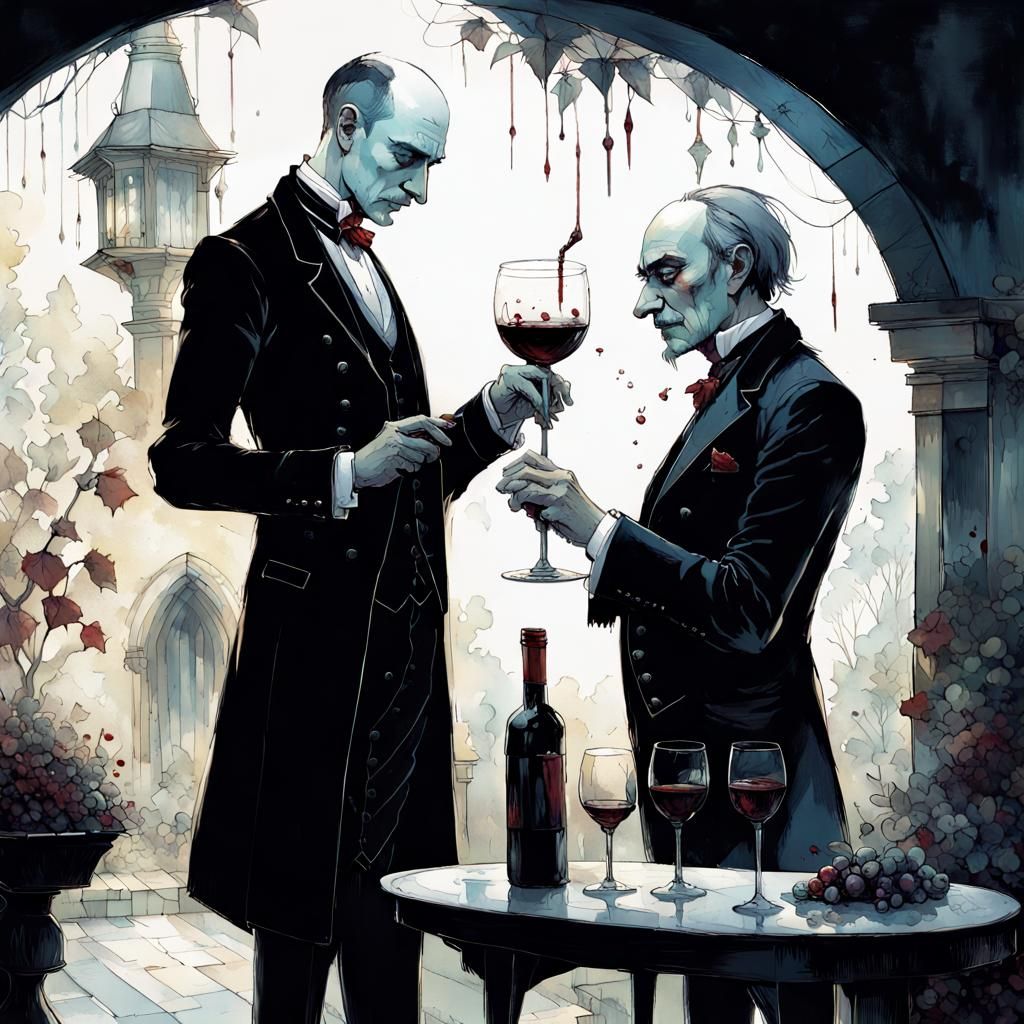 Android Butler Serves Vampire in Dark Fantasy Garden