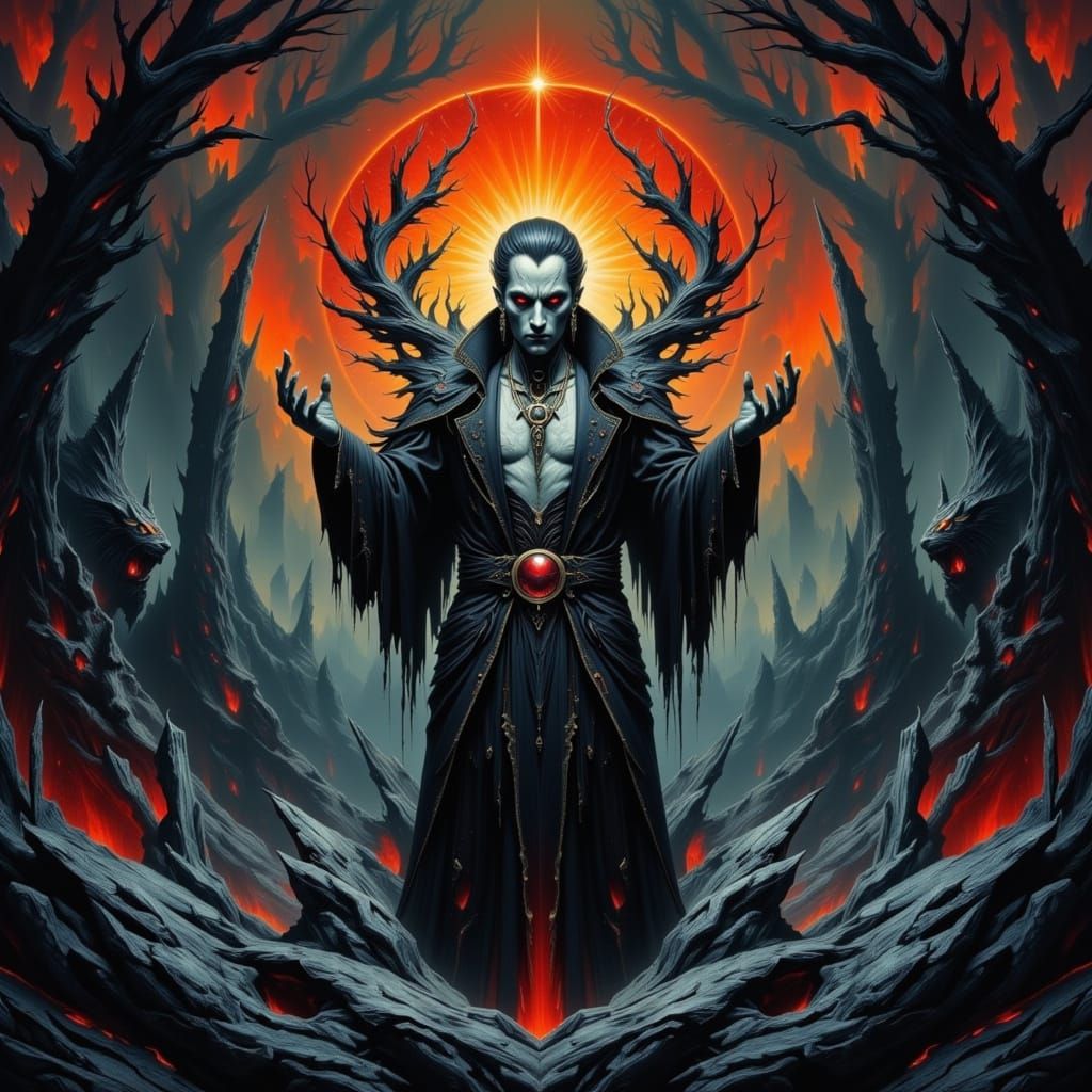 Ominous Dark Angel in Burtonesque Style