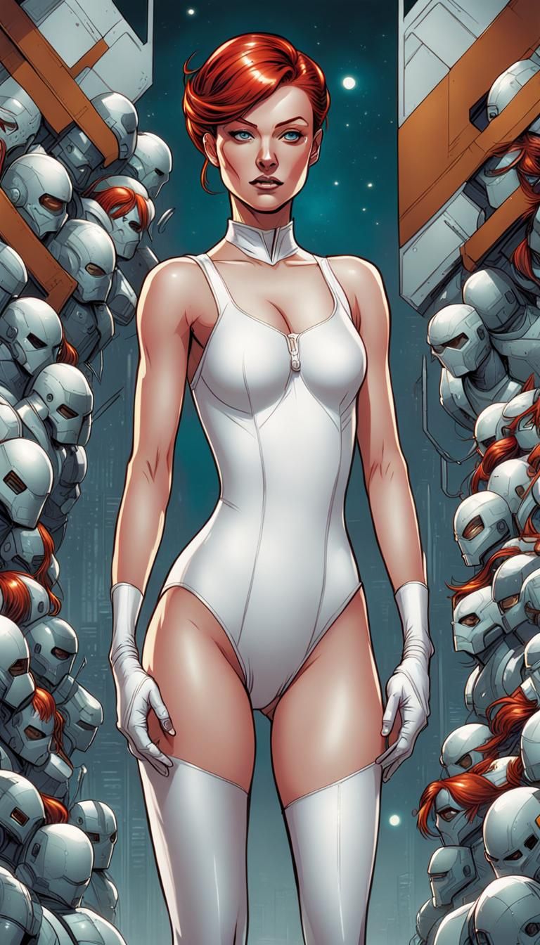 Redhead in Leotard: Comic Book Art Style
