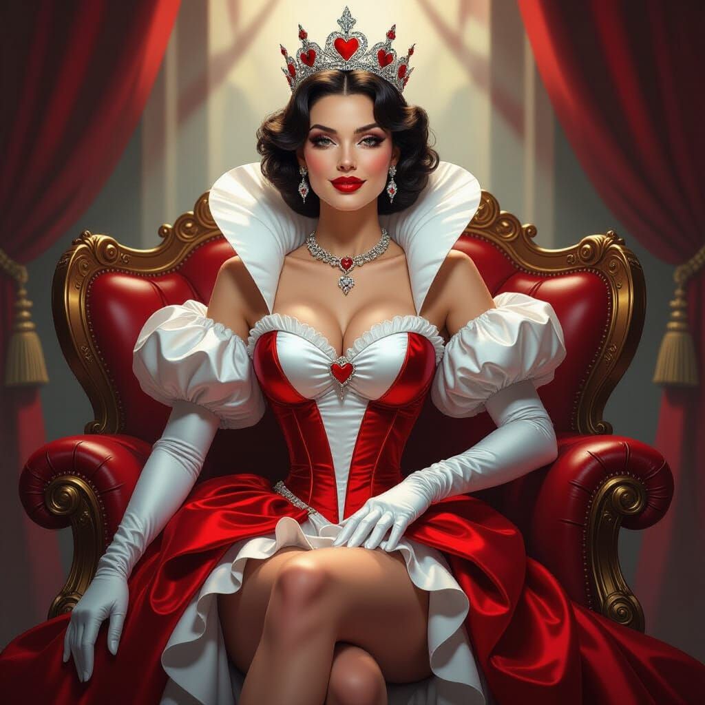 Hyperrealistic Queen of Hearts with Captivating Curves