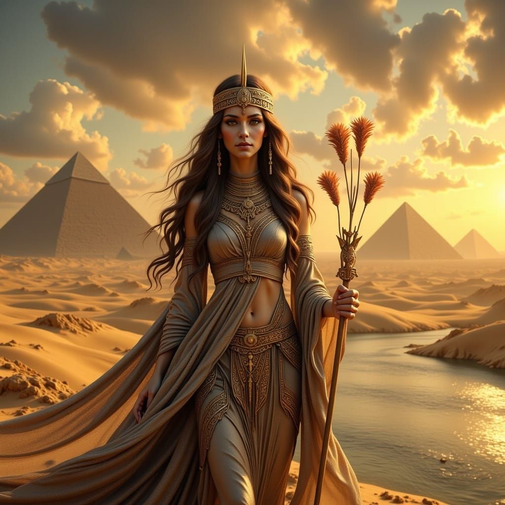 Egyptian High Priestess Emerges from Desert Sands