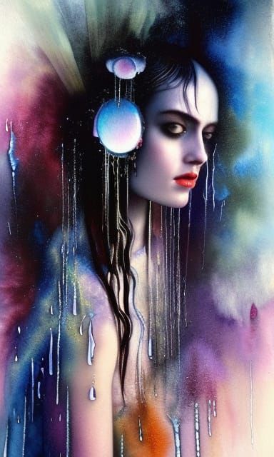 Psychedelic Sound Waves with Watercolor Fractal Ghosts