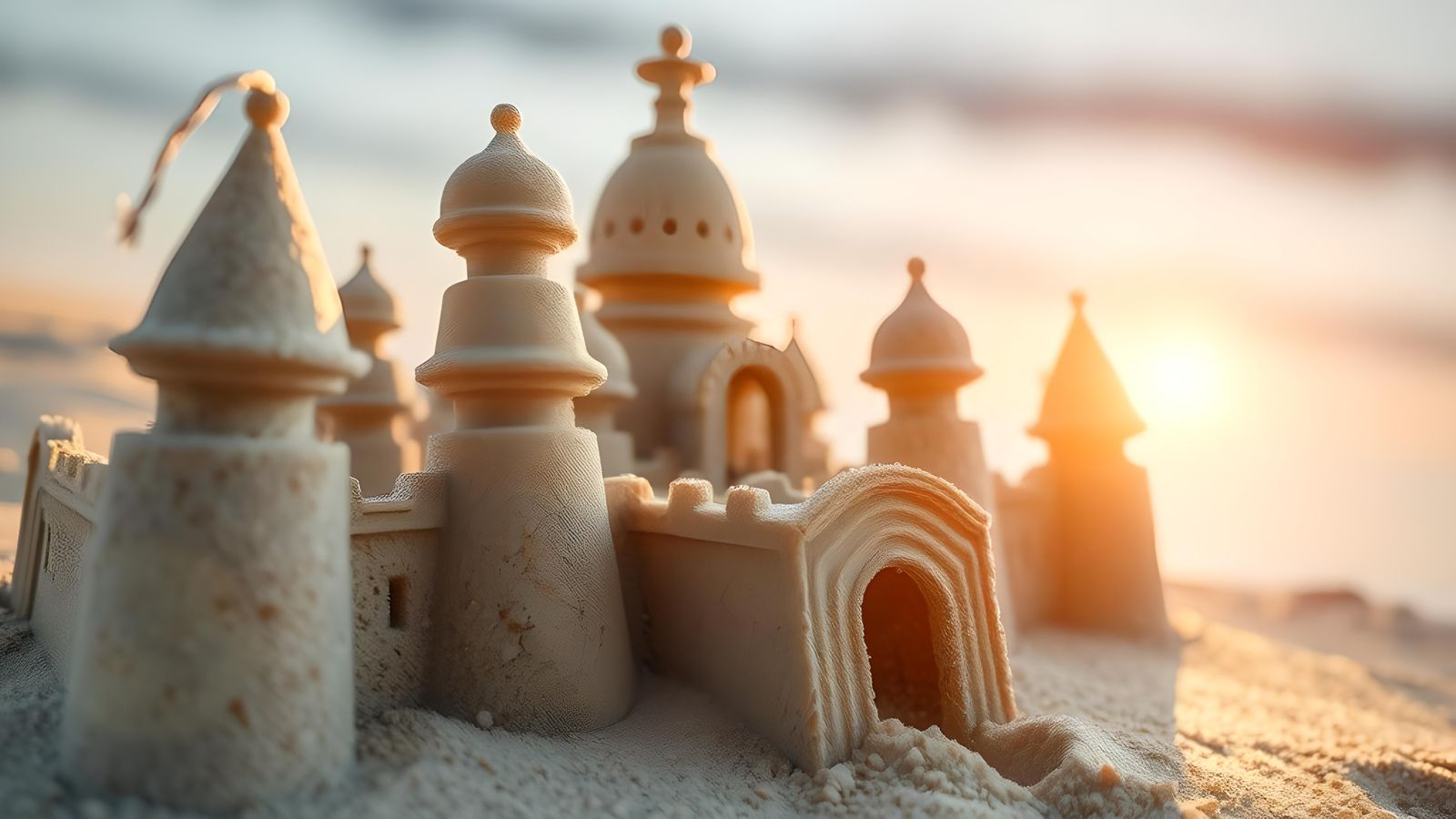 Macro Sandcastle in Detailed Photorealistic Style
