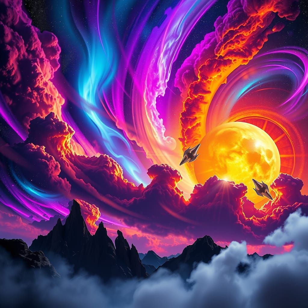 Vibrant Cosmic Skies Unleash Celestial Fury