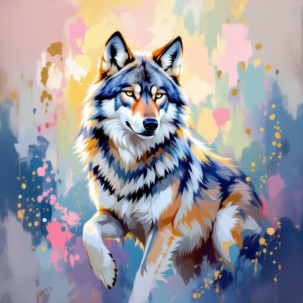 Wolf Posed with Impressionist and Rococo Elements