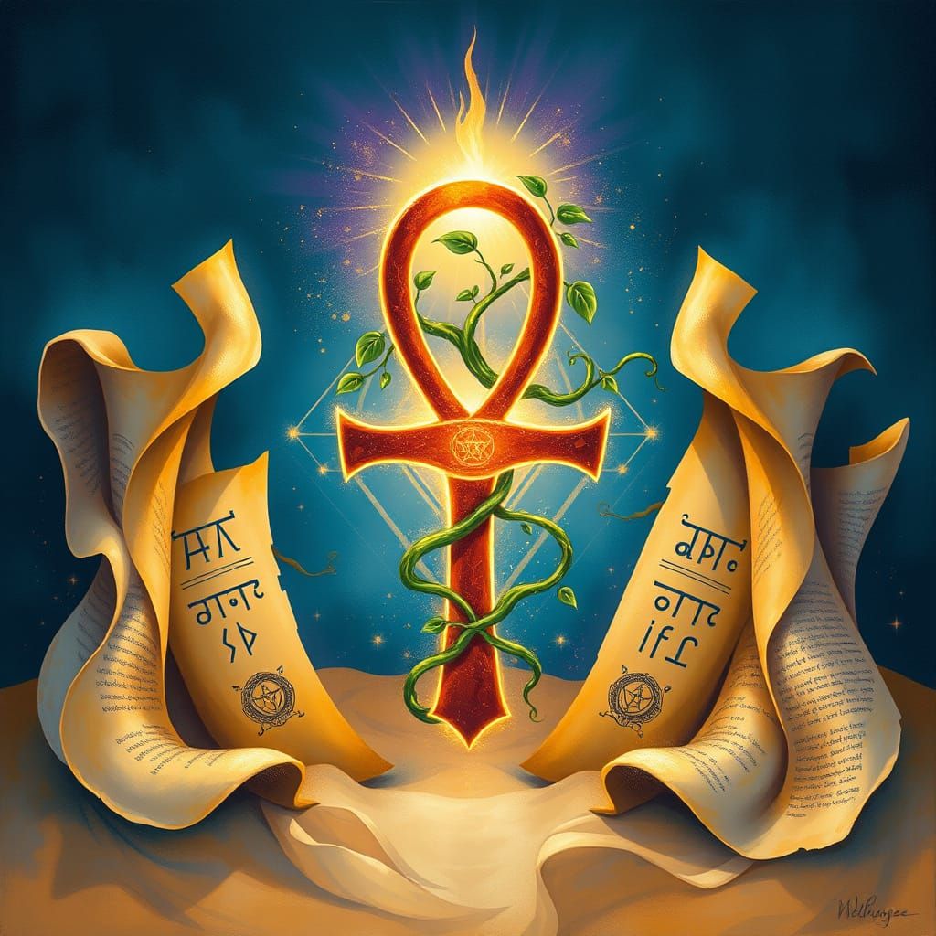 Mystical Ankh with Egyptian and Gnostic Symbols