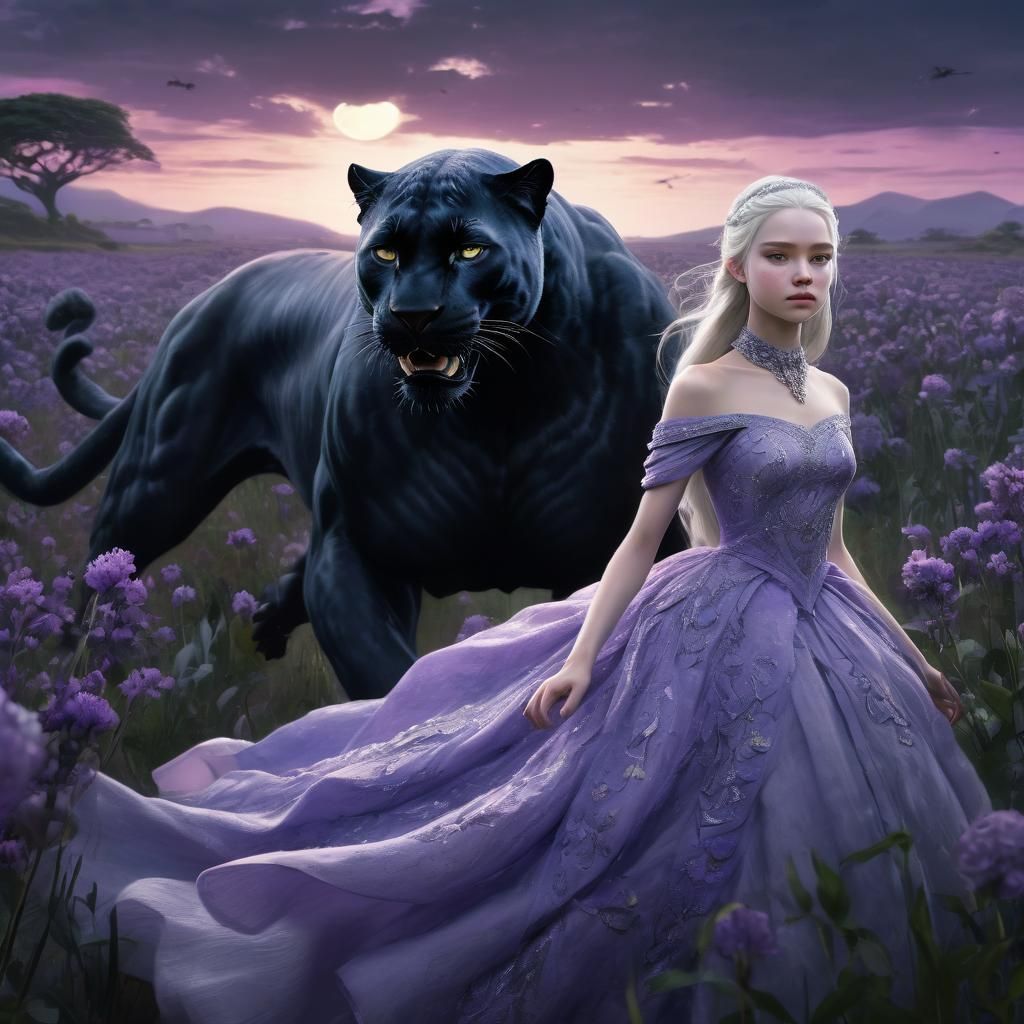 Princess Rides Black Panther Through Cotton Field