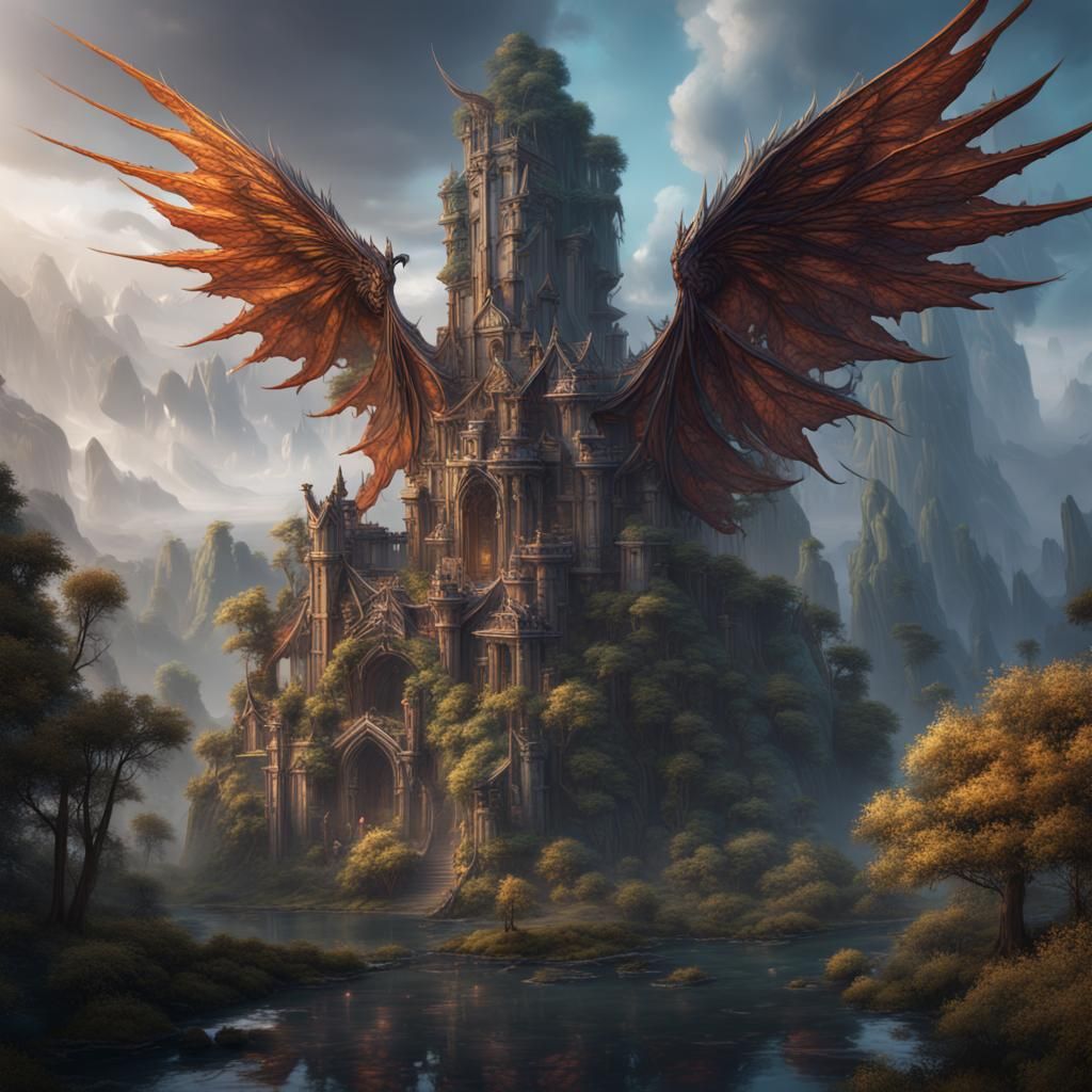 Detailed Rainwing Dragon in Fantasy Art Style