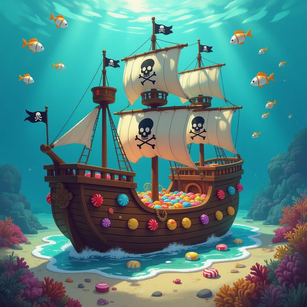 Pirate Ship Birthday Cake: Digital Art