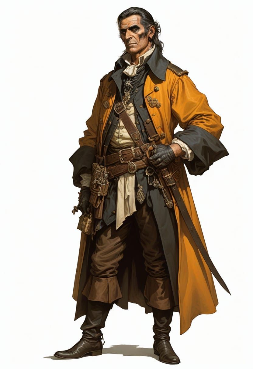 18th Century Merchant Captain Illustration in Fantasy Style