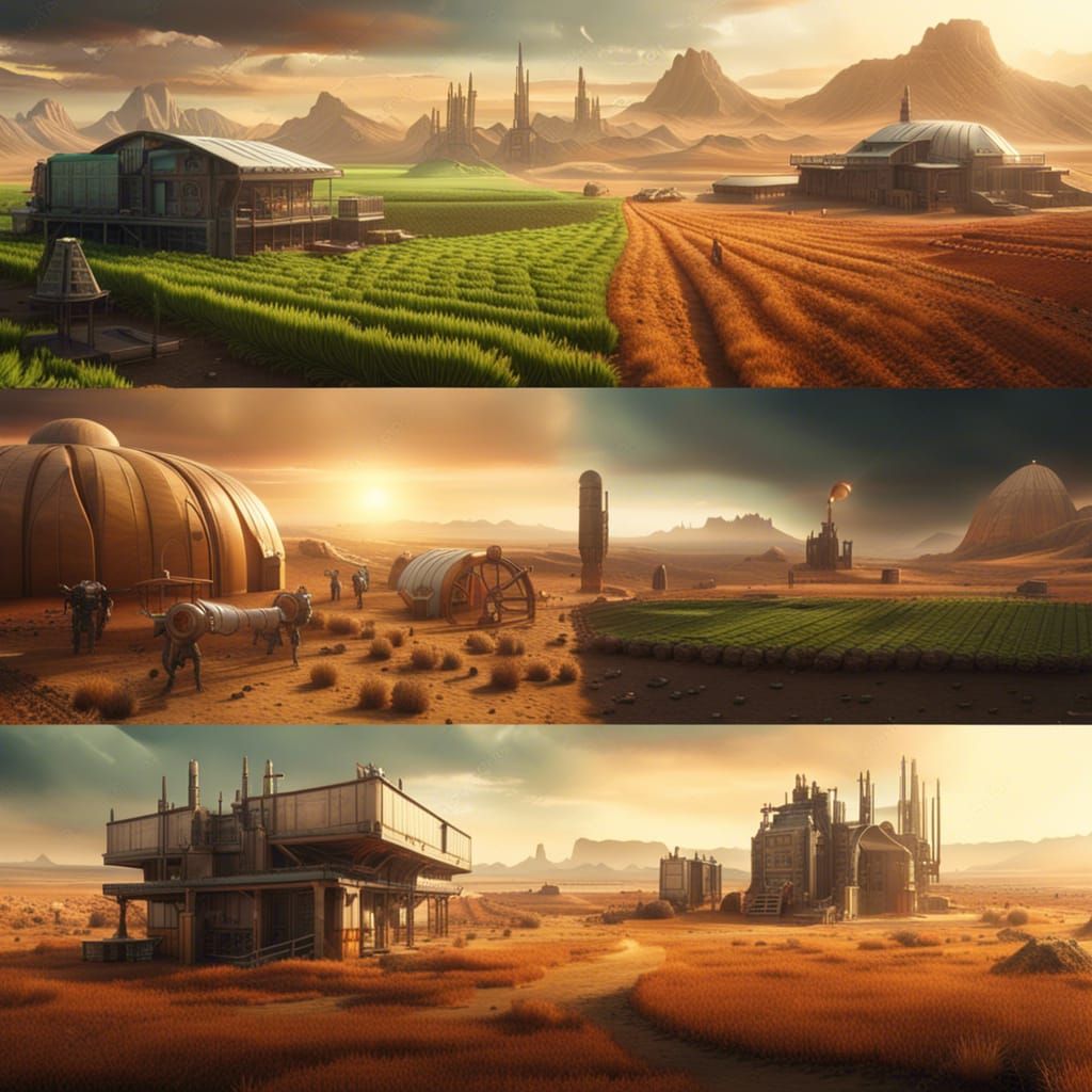 Sci-Fi Farms in Arid Lands: Digital Matte Painting