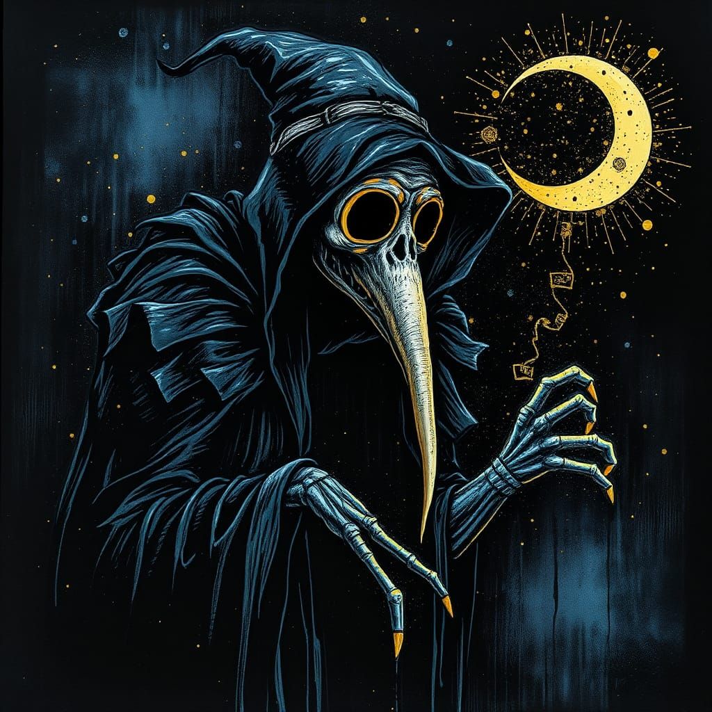 Surreal Plague Doctor with Bioluminescent Details