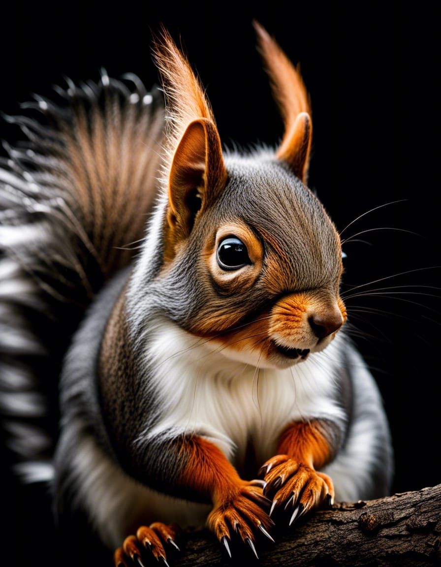 Squirrel Portrait: Long Ears and Fluffy Tail