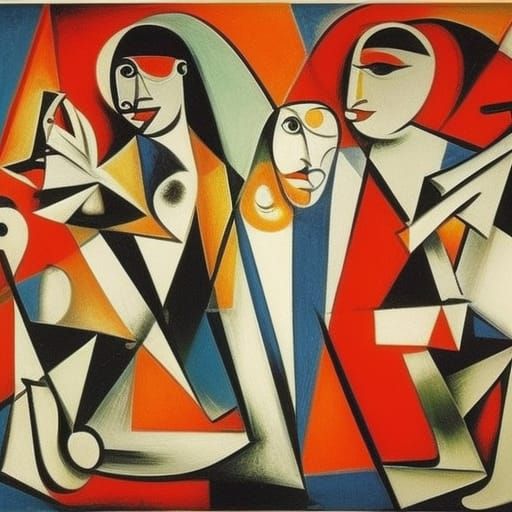 Abstract Geometric Symmetry in Cubist Style