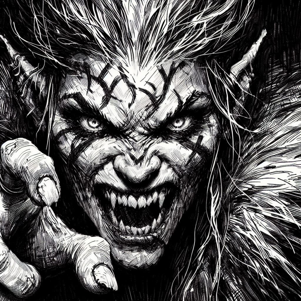 Fierce Feline Fighter in Dark Fantasy Style