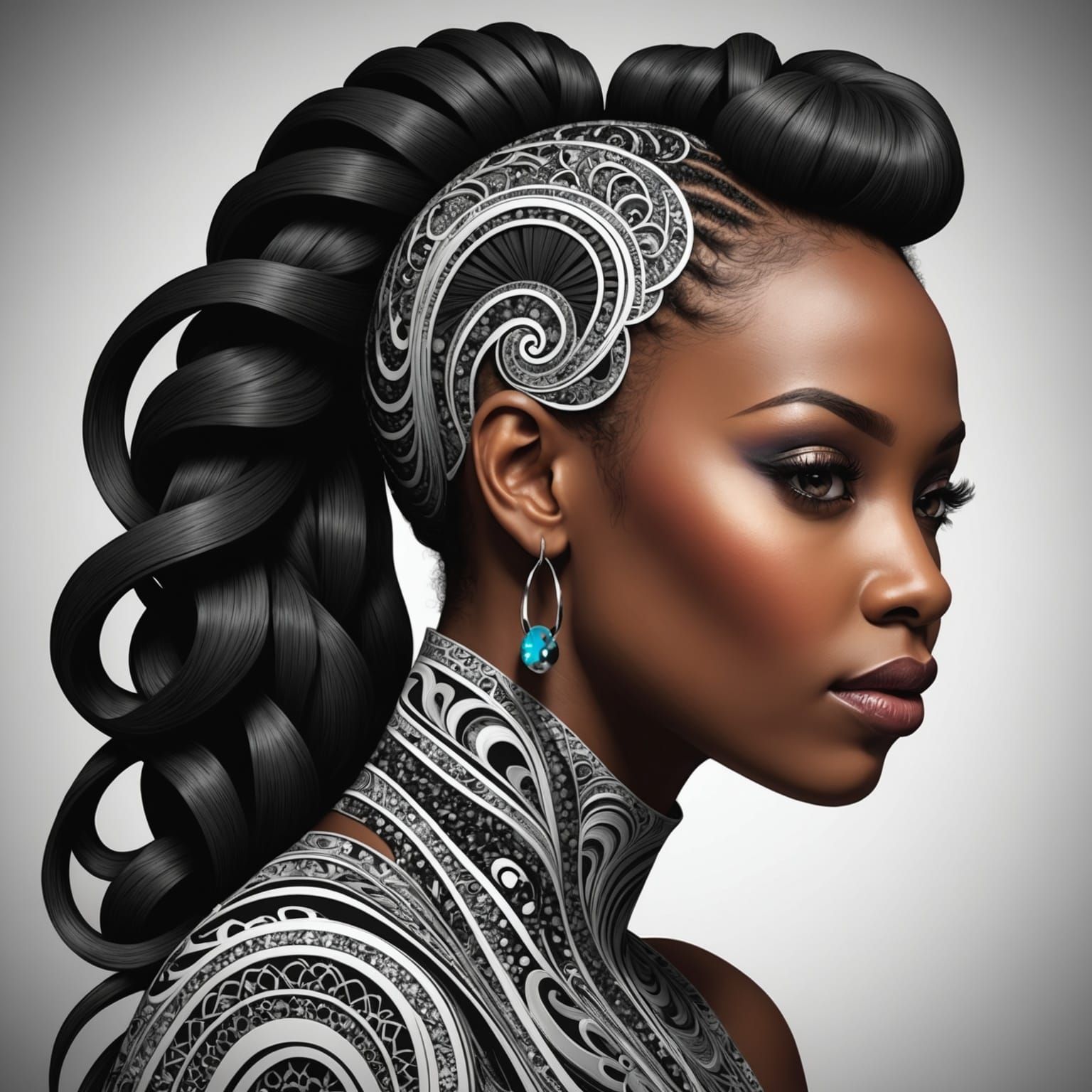 African American Woman with Abstract Ponytail
