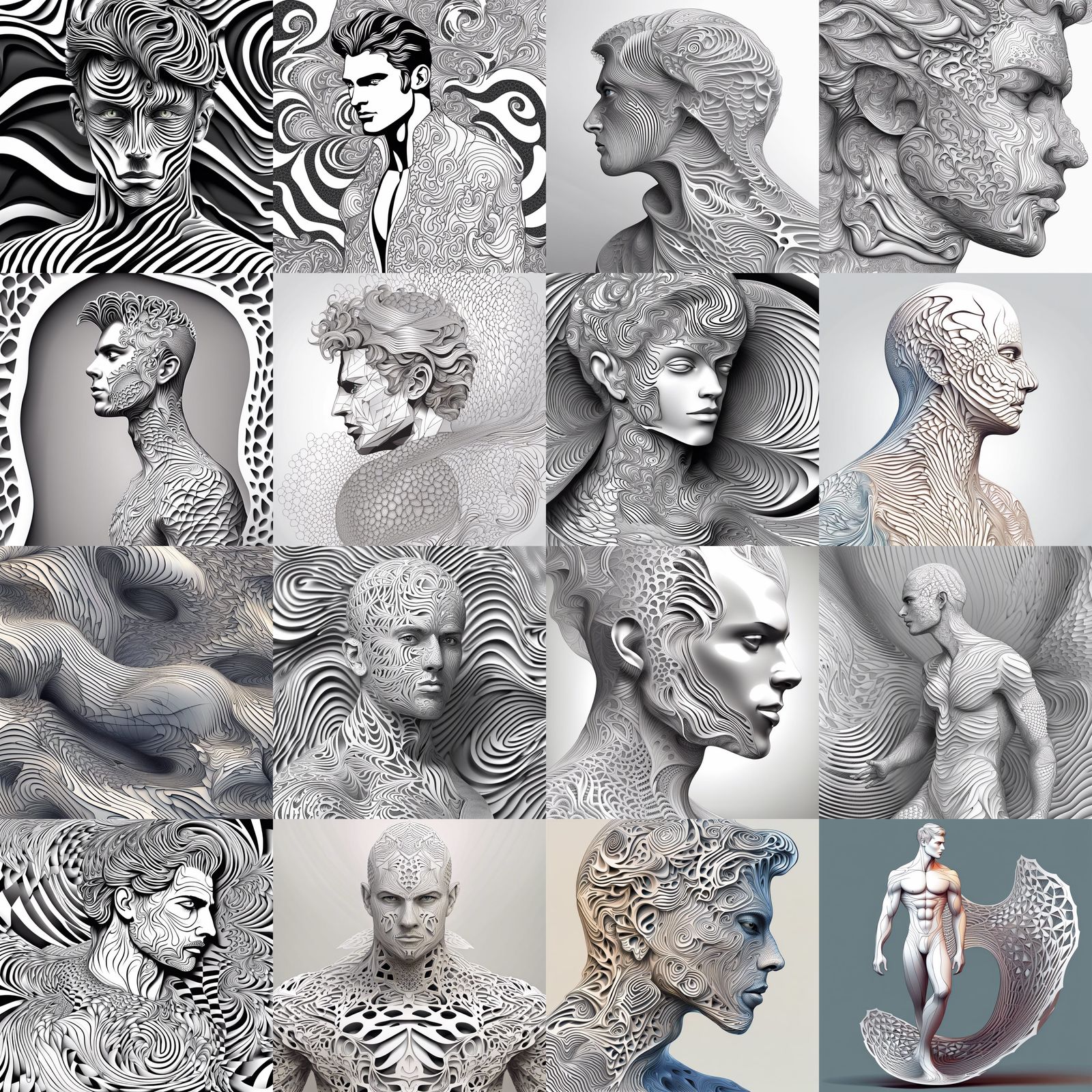 Abstract Male Model with Fractal Elements