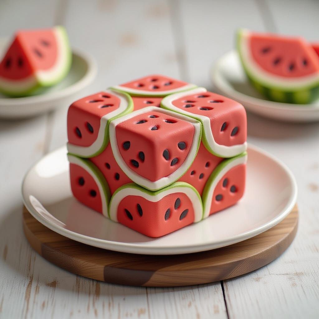 Watermelon Clay Tesseract: A Geometric Design