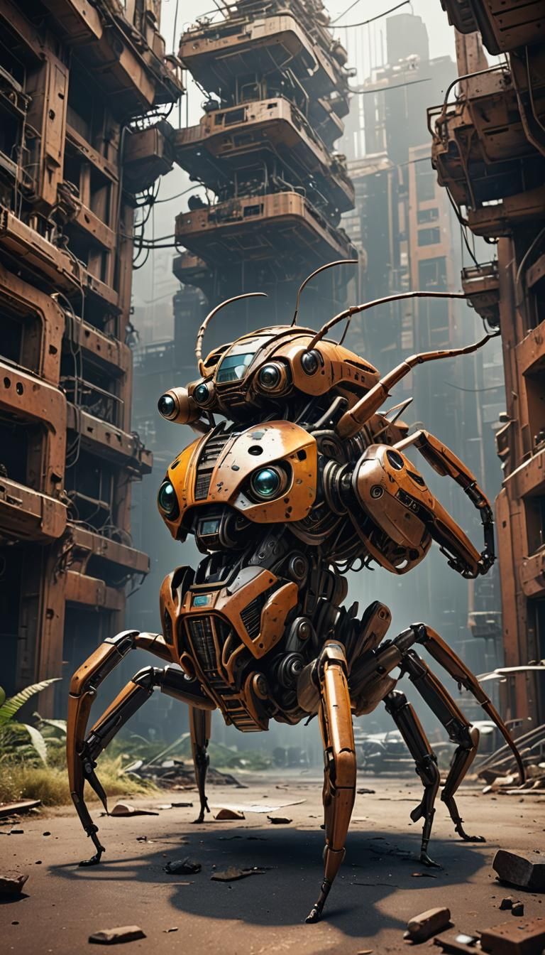 Intelligent Alien Insect Robot in Sci-Fi Style