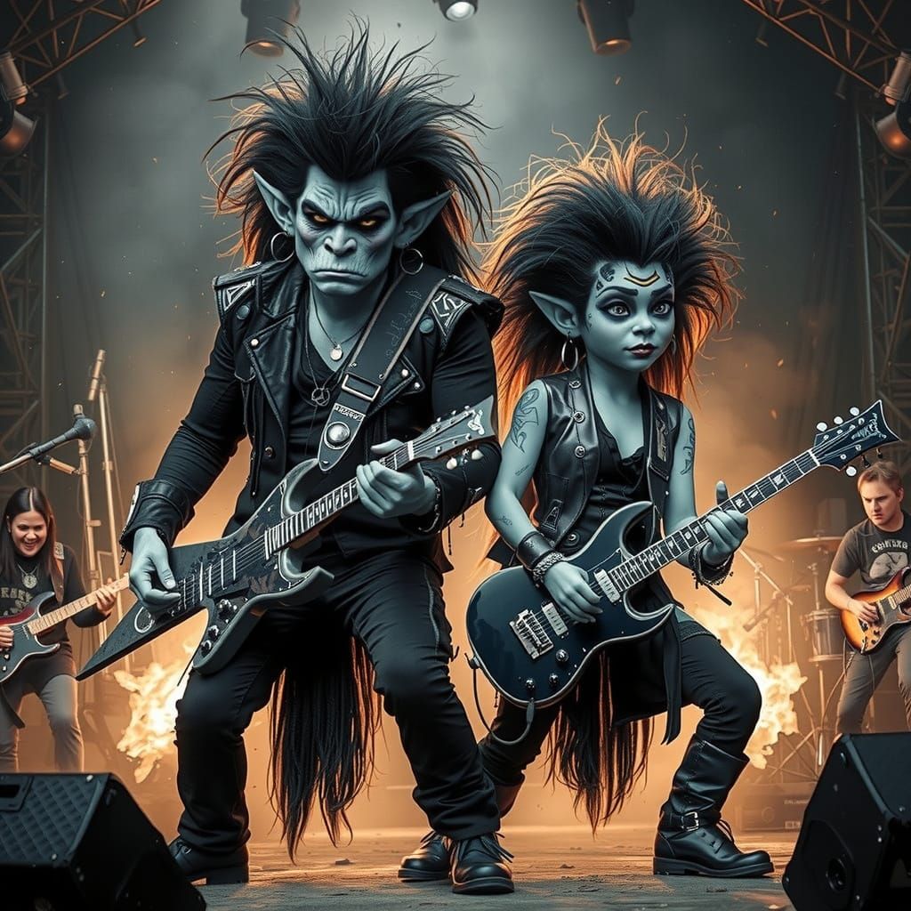 Gothic Metalhead Trolls Concert