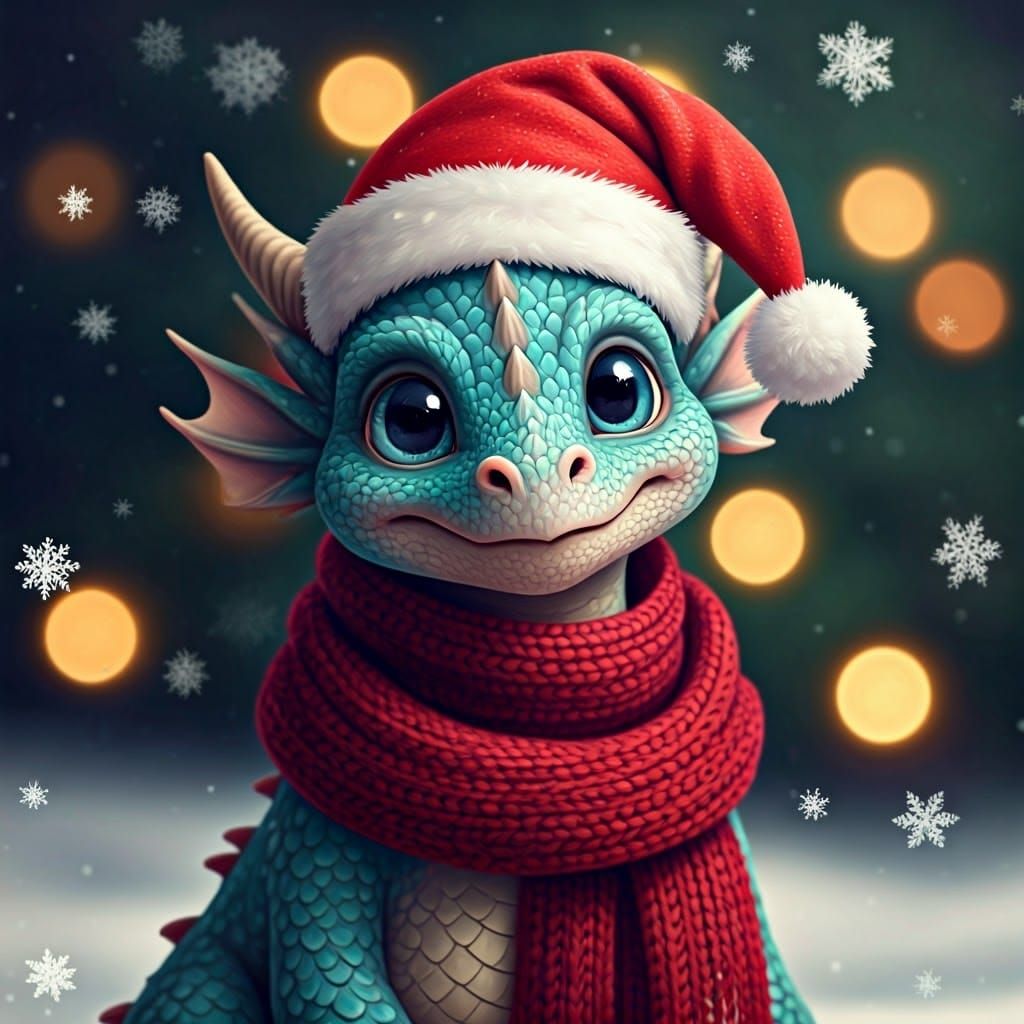 Christmas Dragon in Winter Wonderland