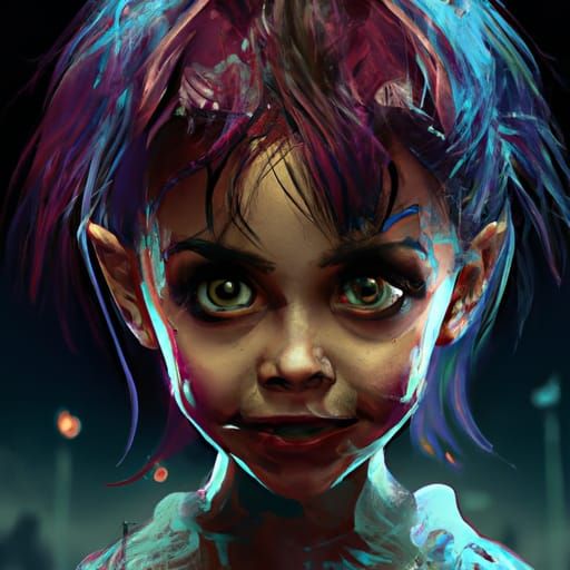 Hyperdetailed Portrait of Little Horror Girl