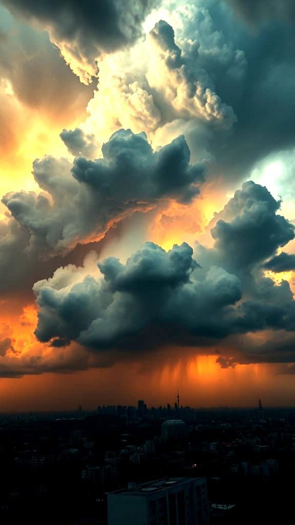 Epic Stormy Metropolis Scene in Expressionist Style