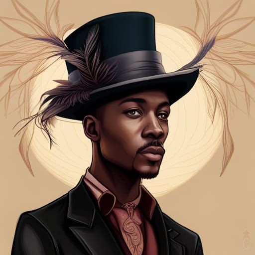 Feathered Top Hat Portrait in Artgerm Style
