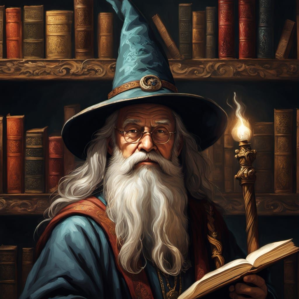 Wise Wizard Portrait in Rembrandt Style