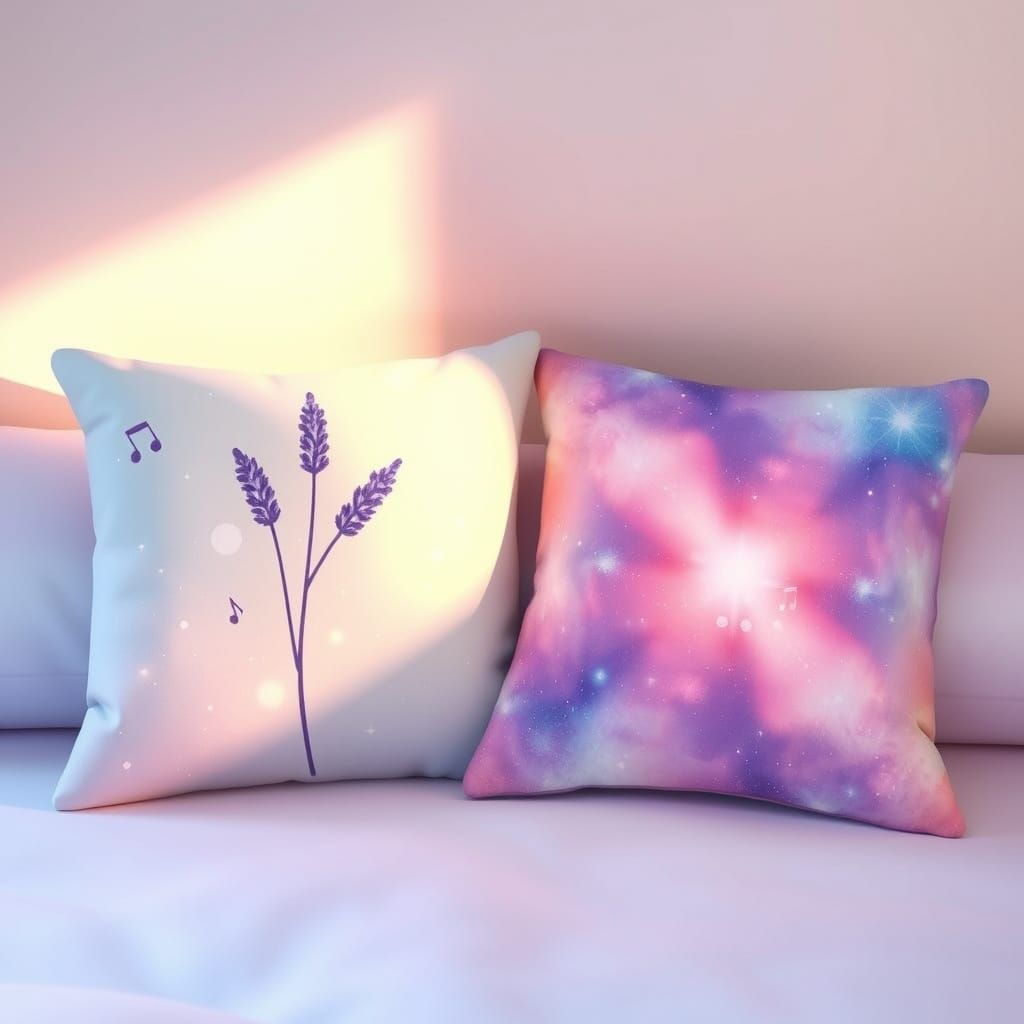 Pillows Fall in Love: Whimsical Dreamscape Illustration