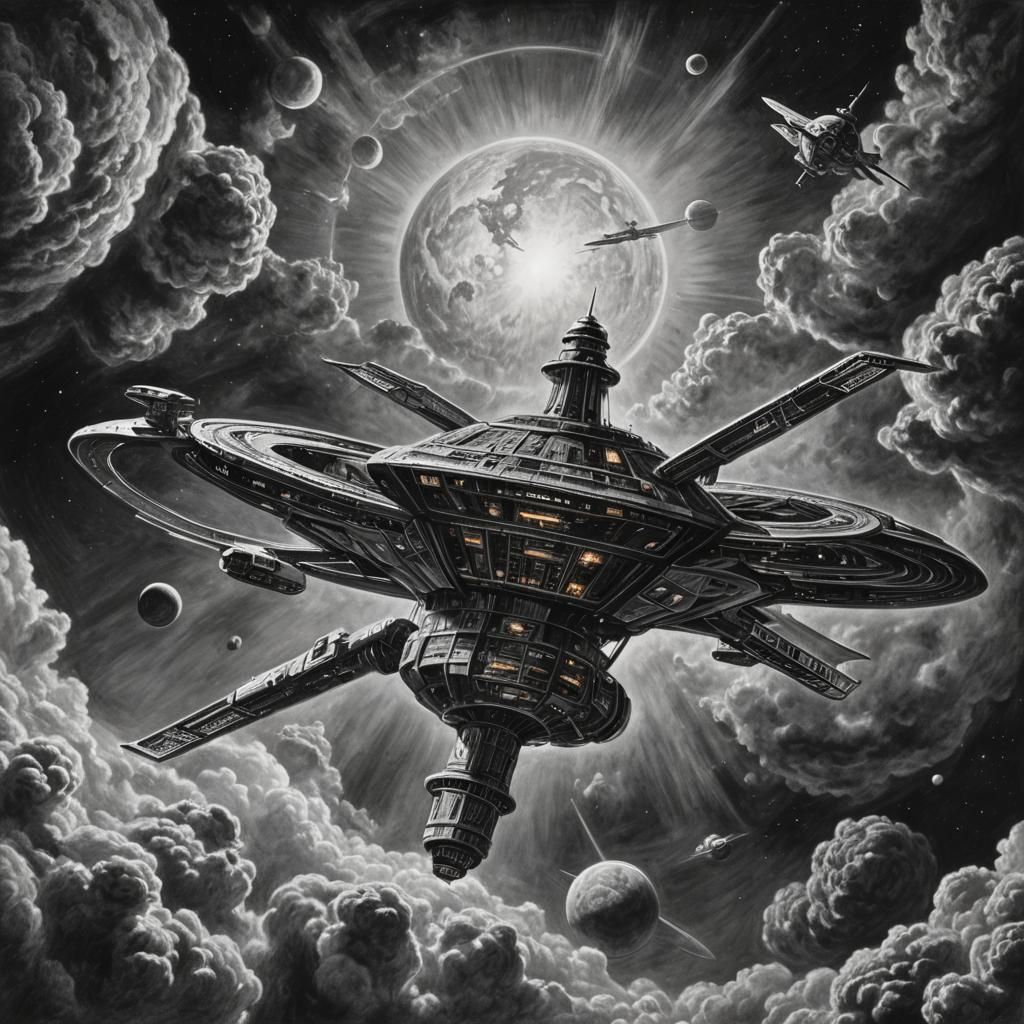 Deep Space Nine: Hyperdetailed Charcoal Space Station