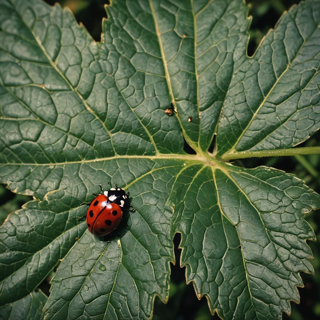 Ladybug Close-Up on Leaf in Cinematic Style