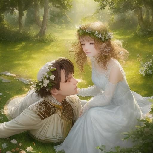 Romantic Portrait of Boy and Girl Making Heart Shapes