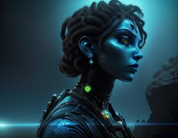 Uncanny Humanoid in Aetherpunk Comic Book Style