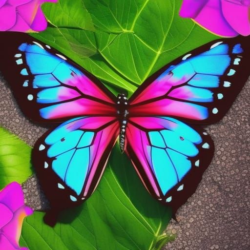 Fantasy Butterfly on Rose