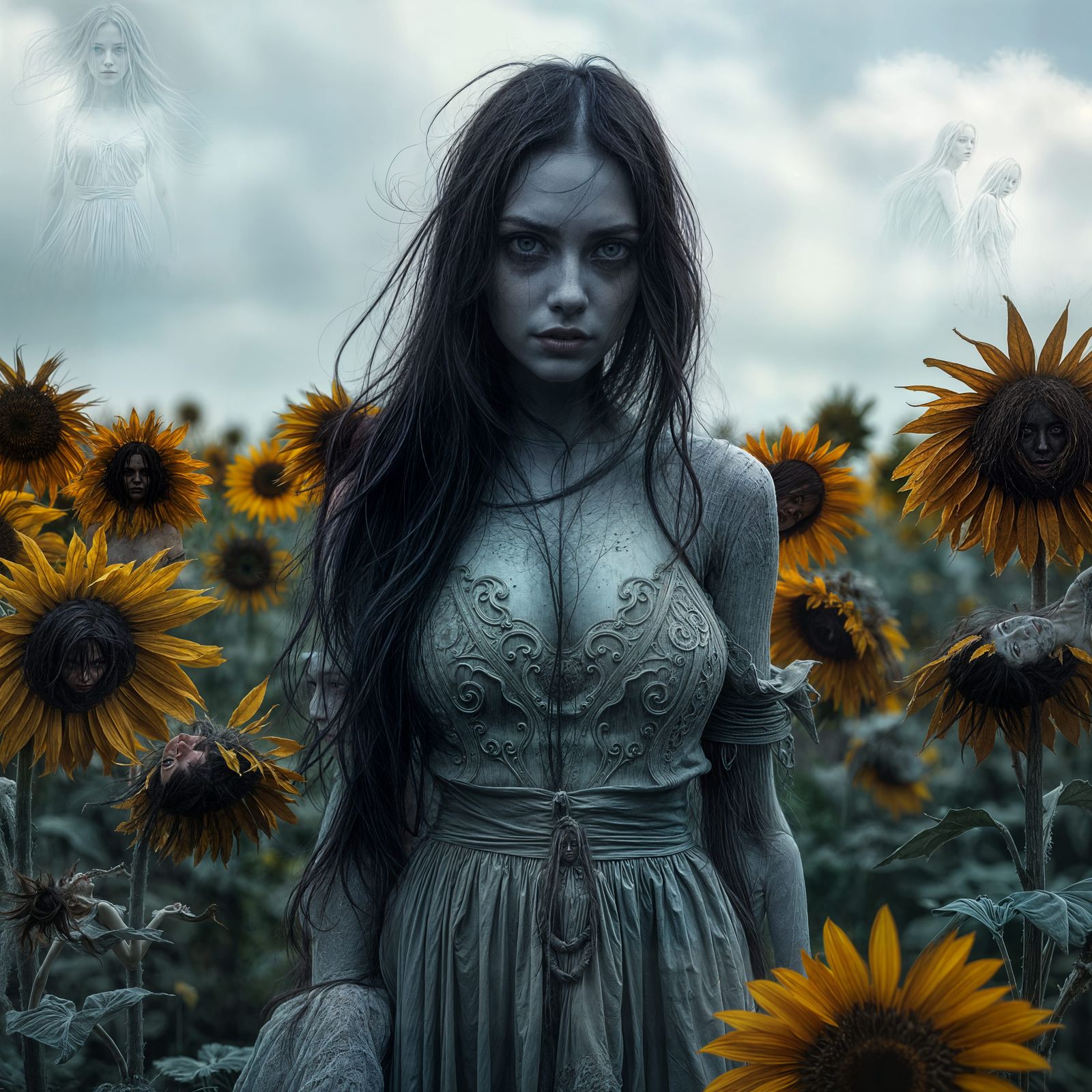 Ethereal Zombie Woman in Gothic Horror Style