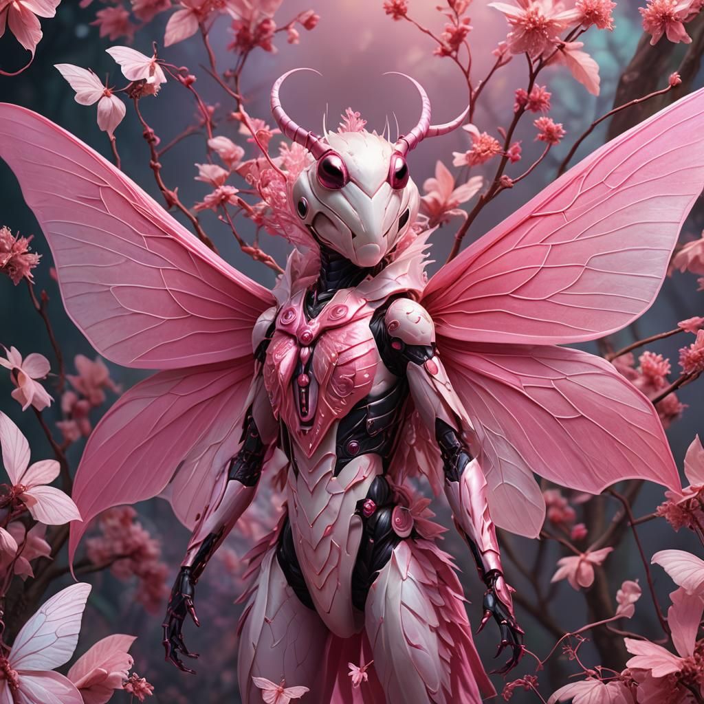 Insect Humanoid Hybrid with Bioluminescent Wings