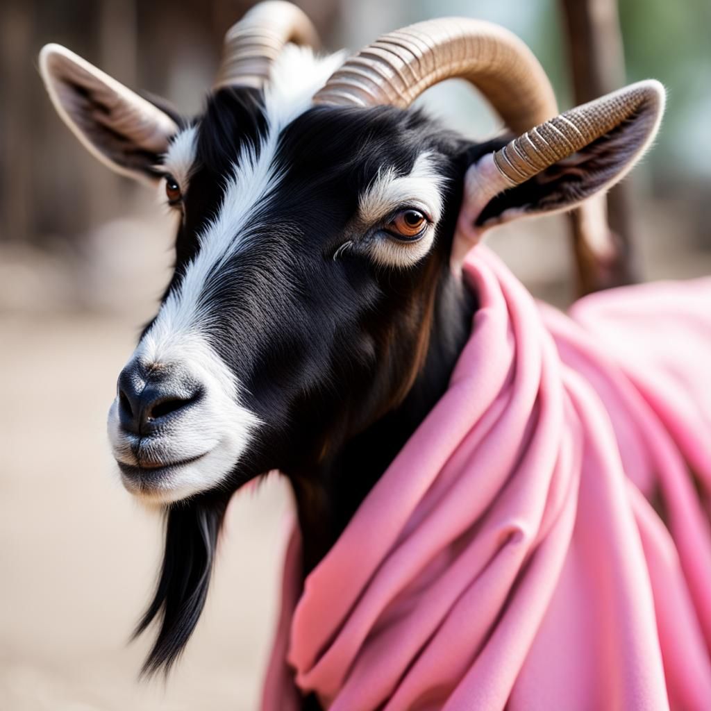 Goat in Pink Cloth AI Generated Image