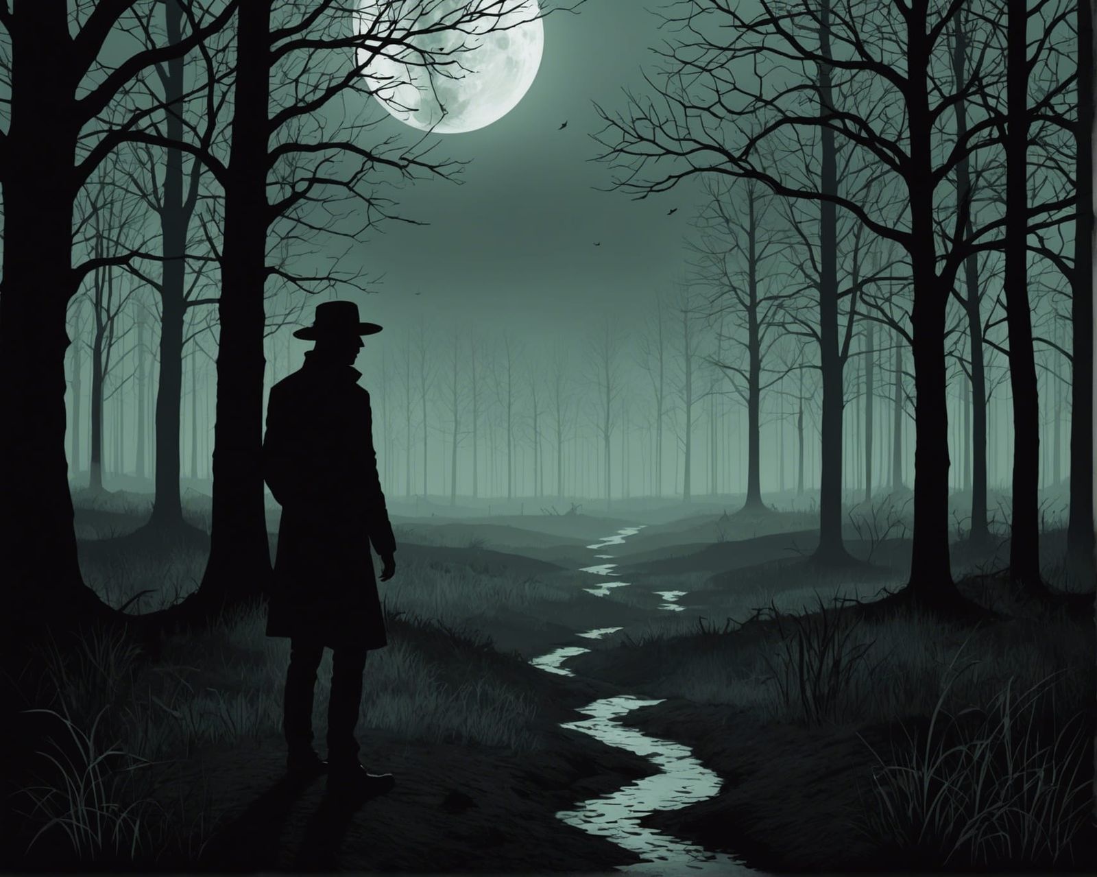 Melancholic Shadow Being Lost in Thought