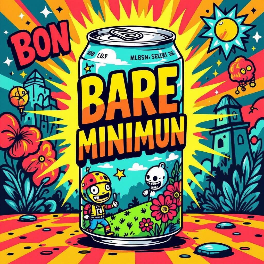 Cartoon Energy Drink Can with Bold Typography