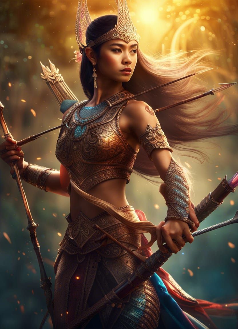 Thai Lady Warrior Archer in Fantasy Concept Art