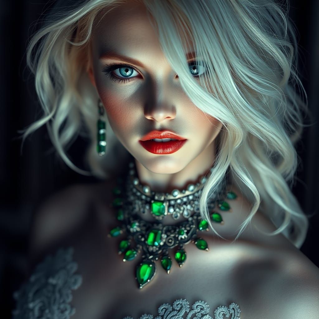 Elegant Regal Woman in Hyperrealistic Evening Gown Pose