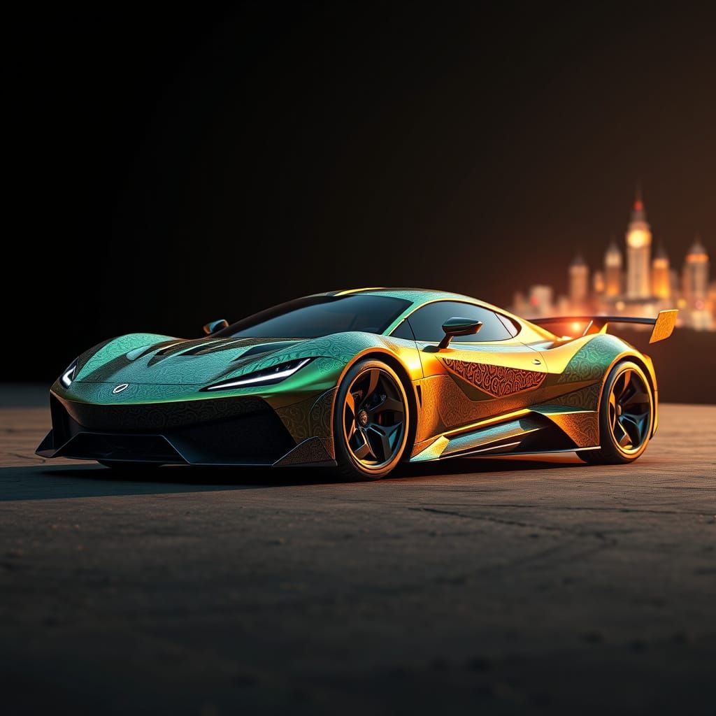 Mid-Engine Sports Car in Cosmic Futurism Style